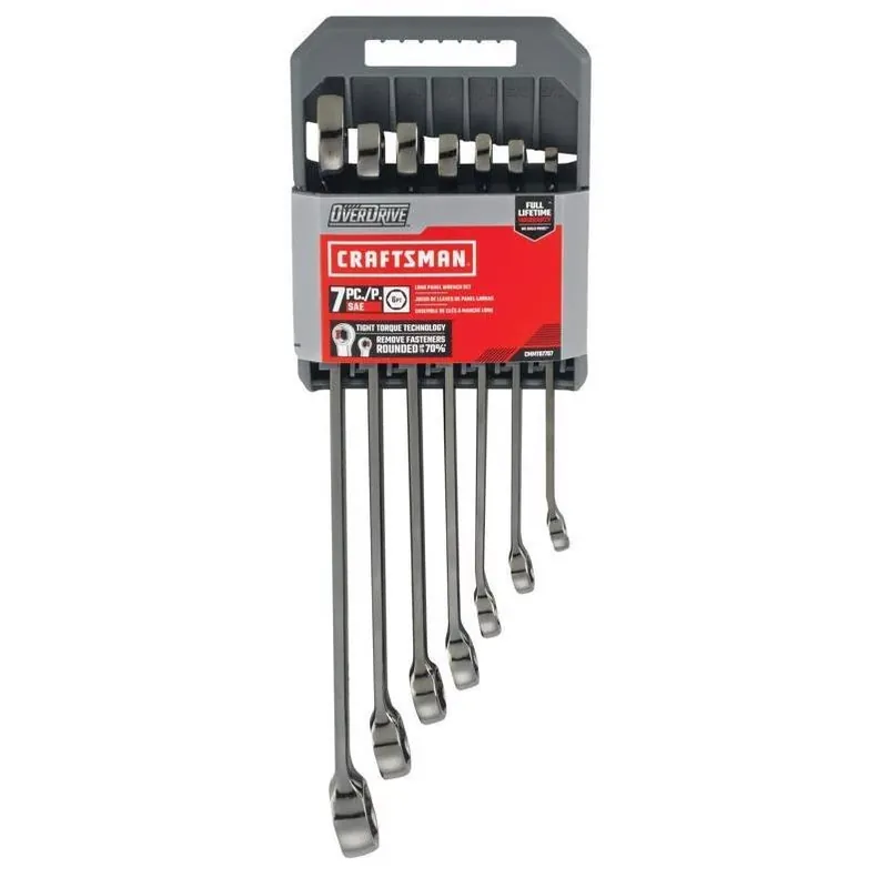 Craftsman Overdrive 7‑Piece SAE 6‑Point Wrench Set – Chrome Vanadium Steel