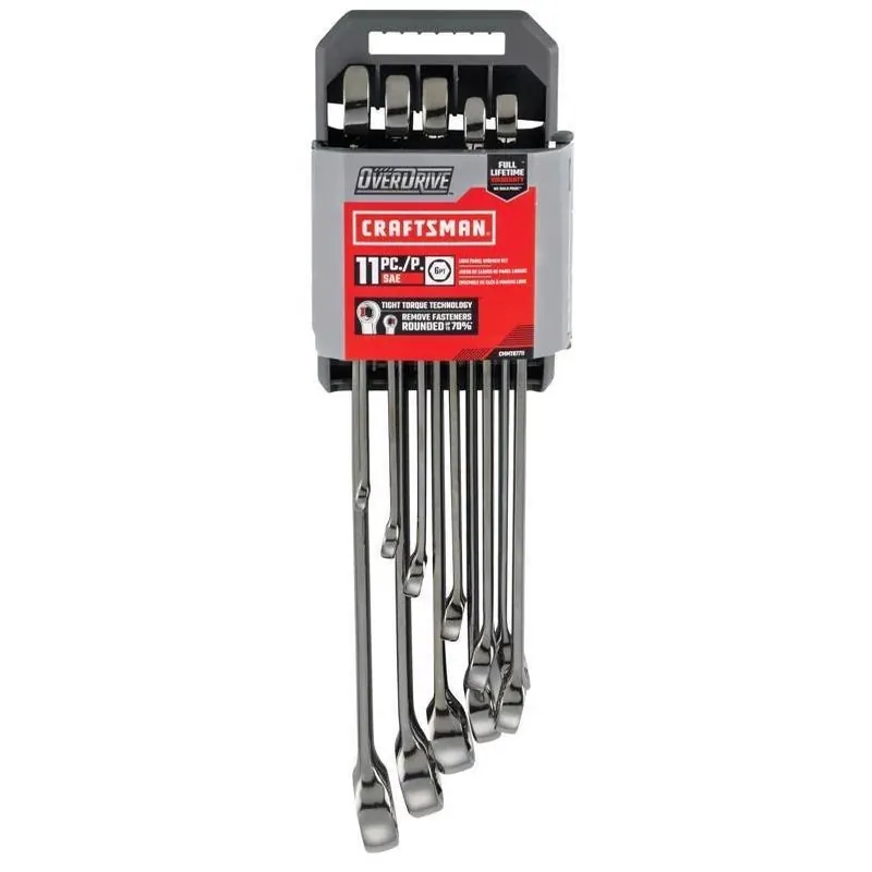 Craftsman OVERDRIVE 11‑Piece 6‑Point SAE Wrench Set – Chrome Vanadium Steel