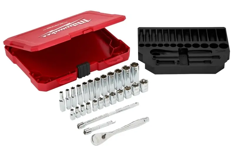 Milwaukee 1/4 In. Drive Metric Mechanics Socket And Ratchet Set 28 Pc