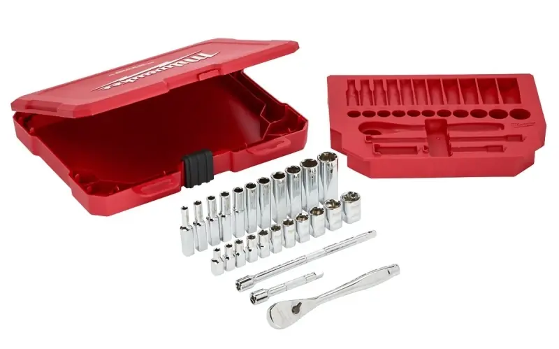 Milwaukee 1/4 In. Drive SAE Mechanics Ratchet And Socket Set 90 Teeth