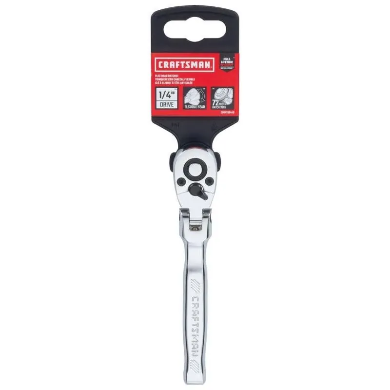 Craftsman 1/4" SAE Flex‑Head Ratchet – 72‑Tooth Steel Tool