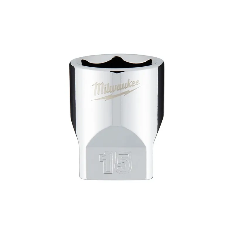 1/4 In. Drive 15 Mm 6-point Shallow Metric Socket With Four Flat Sides