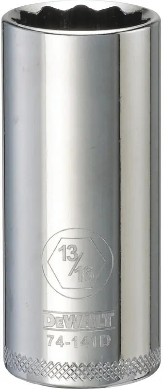 SAE Socket, Deep, 12-Point, 13/16 In., 3/8 In. Drive