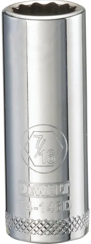 SAE Socket, Deep, 12-Point, 7/16 In., 3/8 In. Drive