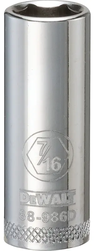 SAE Socket, Deep, 6-Point, 7/16 In., 3/8 In. Drive