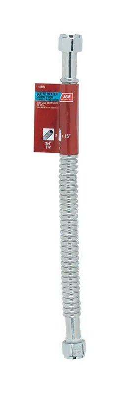 Ace 15 In. Corrugated Stainless Steel Water Heater Supply Line, 3/4 In. Fip