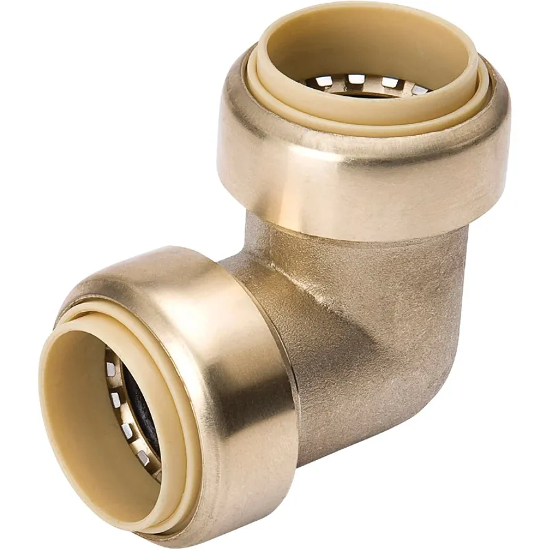 90 Degree Push On Pipe Elbow, 1/2 In. Brass