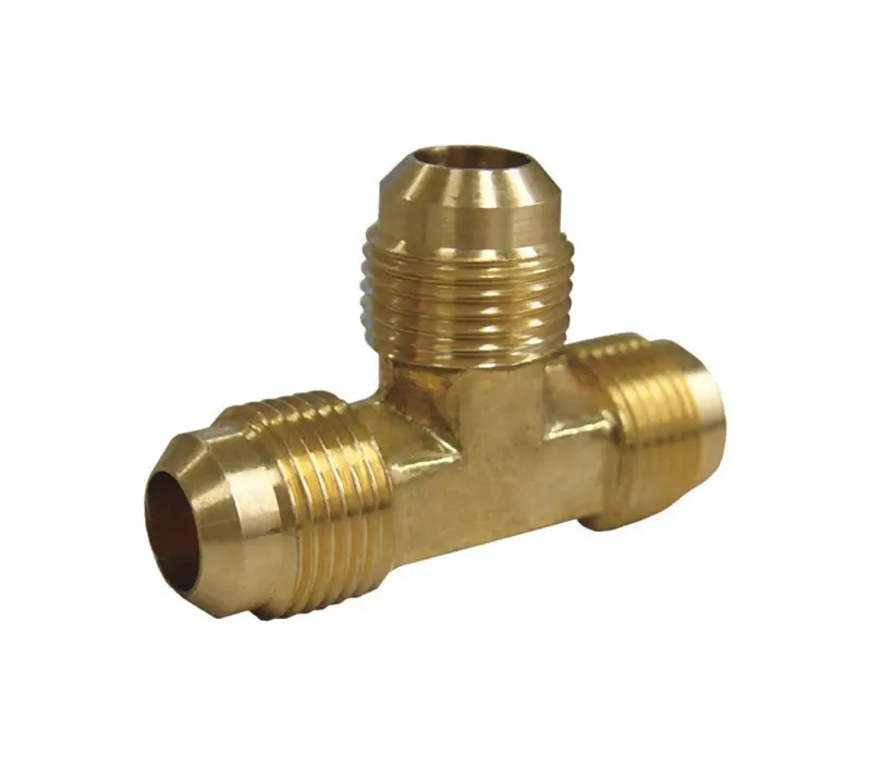 3/8 In. Dia. Flare Yellow Brass Tee Fitting For Plumbing And Hvac Applications