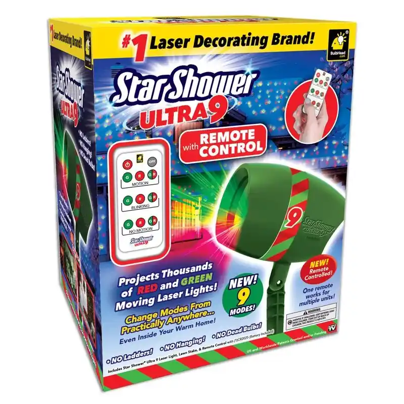 Star Shower Bulbhead Laser Lights With Remote Control 1 Pk