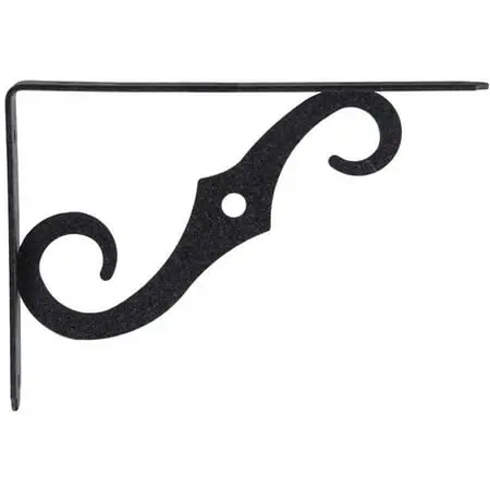 The Hillman Group 8" X 5-1/2" Ornamental Shelf Bracket, Antique Black, 1pk