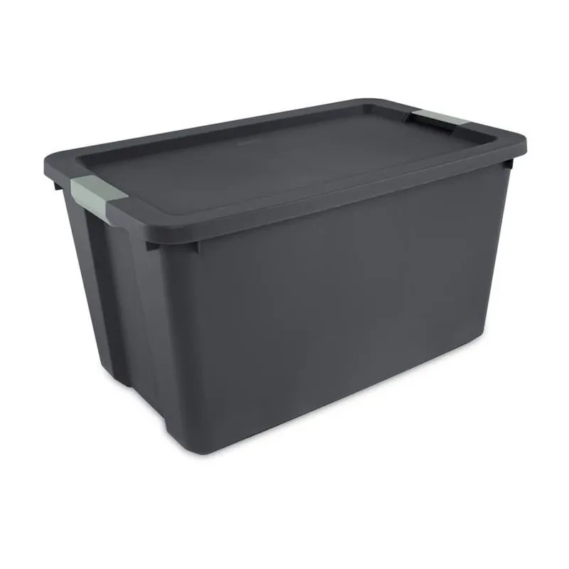 Sterilite 34‑Gallon Gray Stackable Storage Tote With Secure Latching Lid