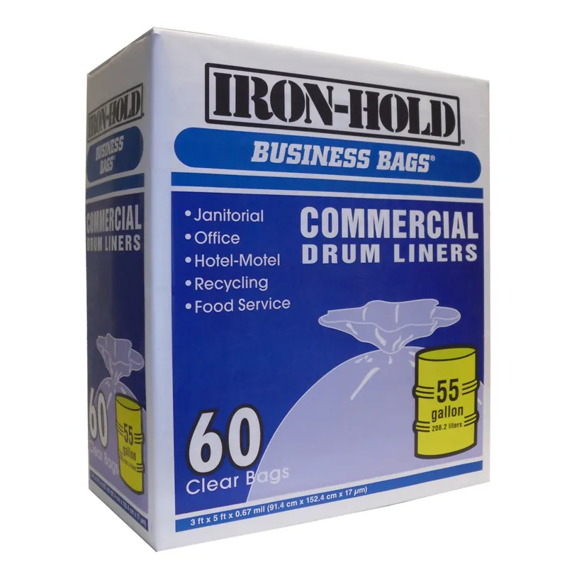 Iron-Hold 55 Gal No Scent Drum Liners Twist Tie 60 Pk