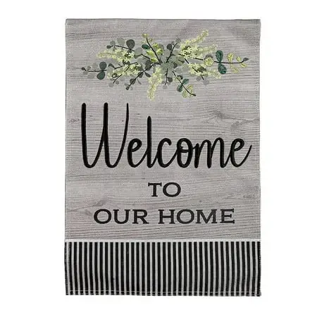 Evergreen Wood Grain Welcome Garden Burlap Flag 12.5 X 18 Inches Indoor Outdoor Decor