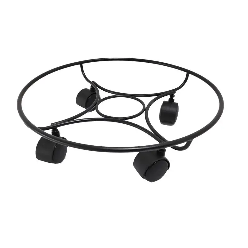 Living Accents 4.5 In. H X 13 In. W Round Steel Planter Caddie Black