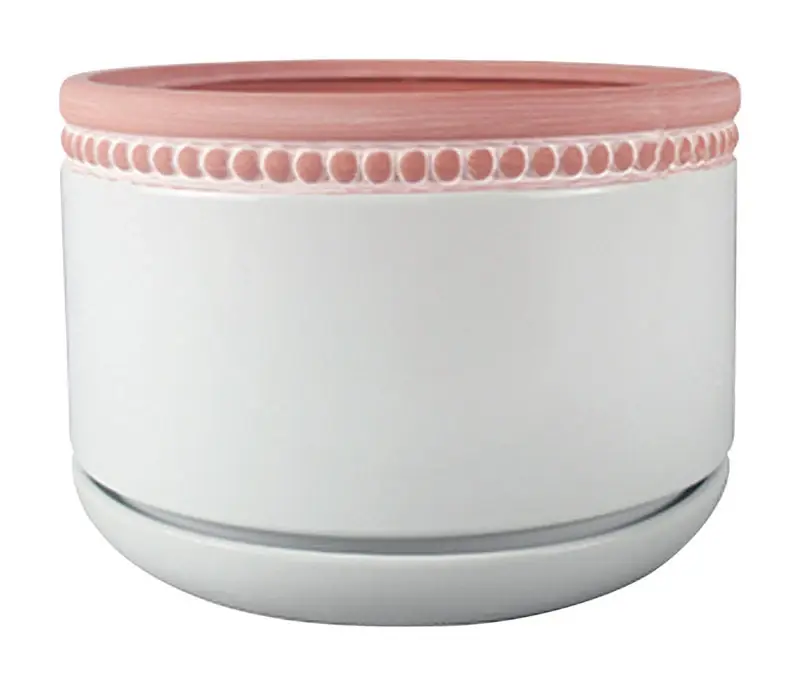 Ada 6 In. Dia. Whitewash Ceramic Pot With Drainage Holes