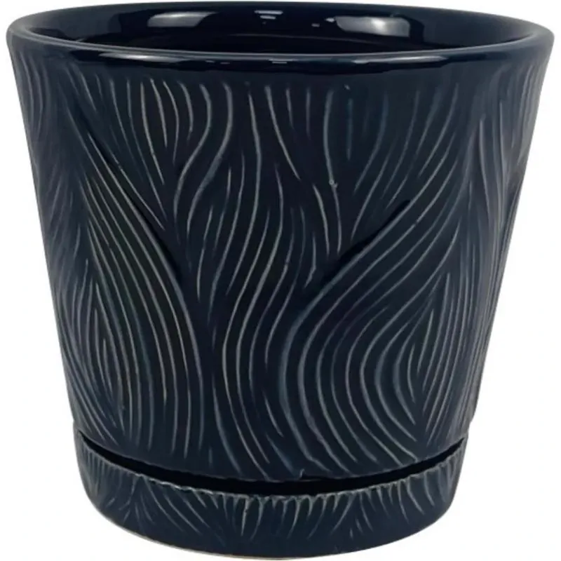 Denim‑Blue Ceramic Round‑Cone Planter – 5.25" X 6" Indoor Pot By Border Concepts