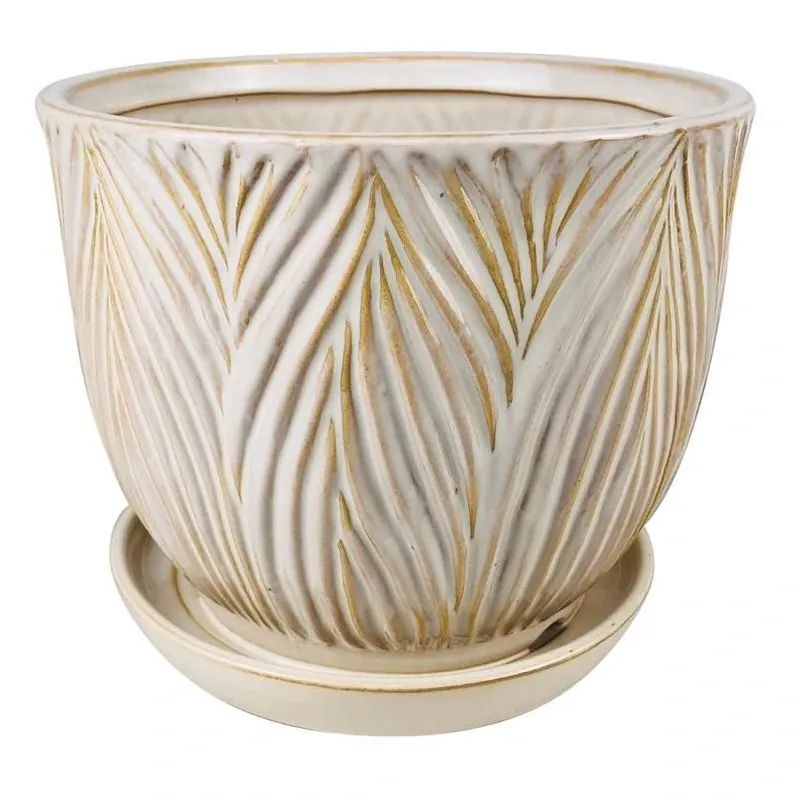 White Ceramic Round‑Cone Indoor Planter – Border Concepts Ferncliff 4.75" H × 5.5" W