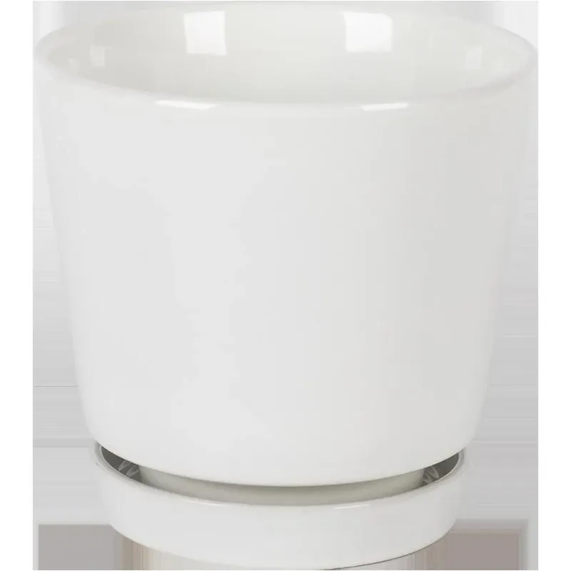 Border Concepts 4.5" White Ceramic Flair Saucer Planter – Stylish Indoor & Outdoor Pot