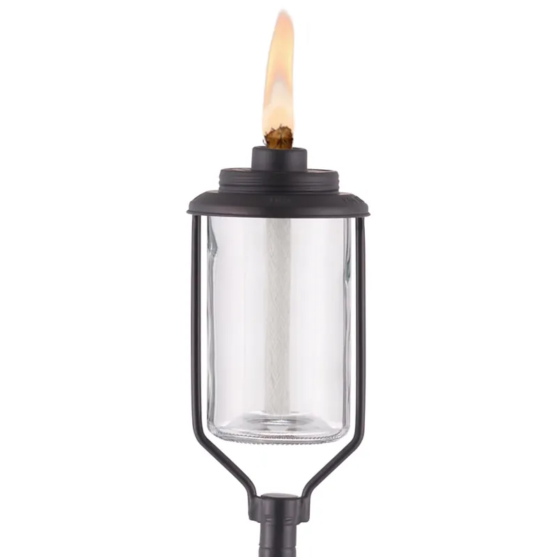 Convertible Black/clear Glass/metal 65 In. Outdoor Torch With Fiberglass Wick