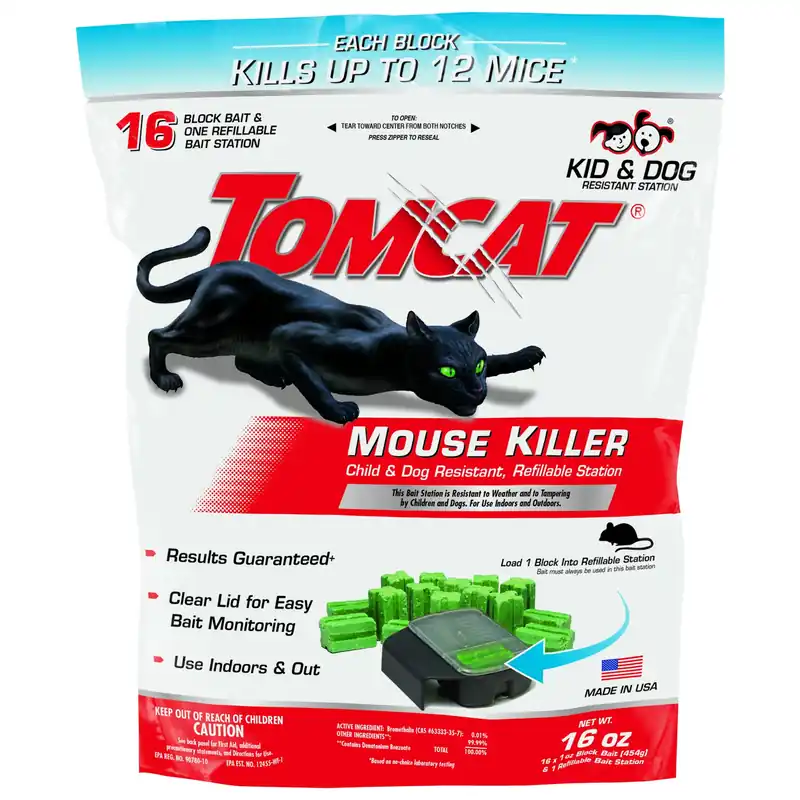 Tomcat Bait Station And Bait Blocks For Mice 16 Oz 1 Pk