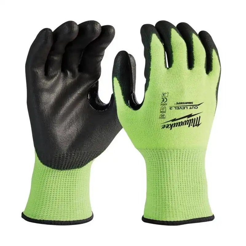 Milwaukee Smartswipe High‑Vis Green Dipped Gloves – Large (3‑Pair)