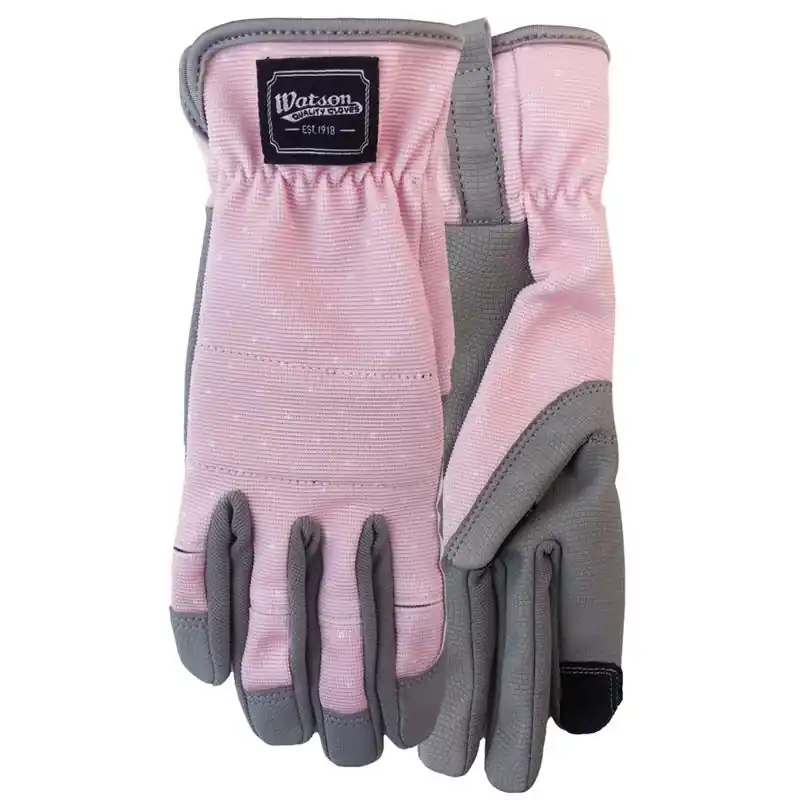 Watson Gloves Uptown Girl Women‘s Spandex Gardening Gloves Gray/pink Large