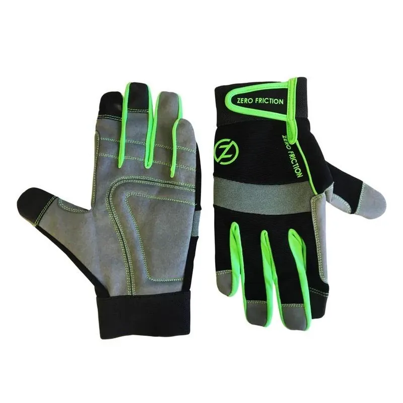 Zero Friction Green One‑Size Nylon/Polyurethane Work Gloves – Reinforced Palm & Knuckle Guard