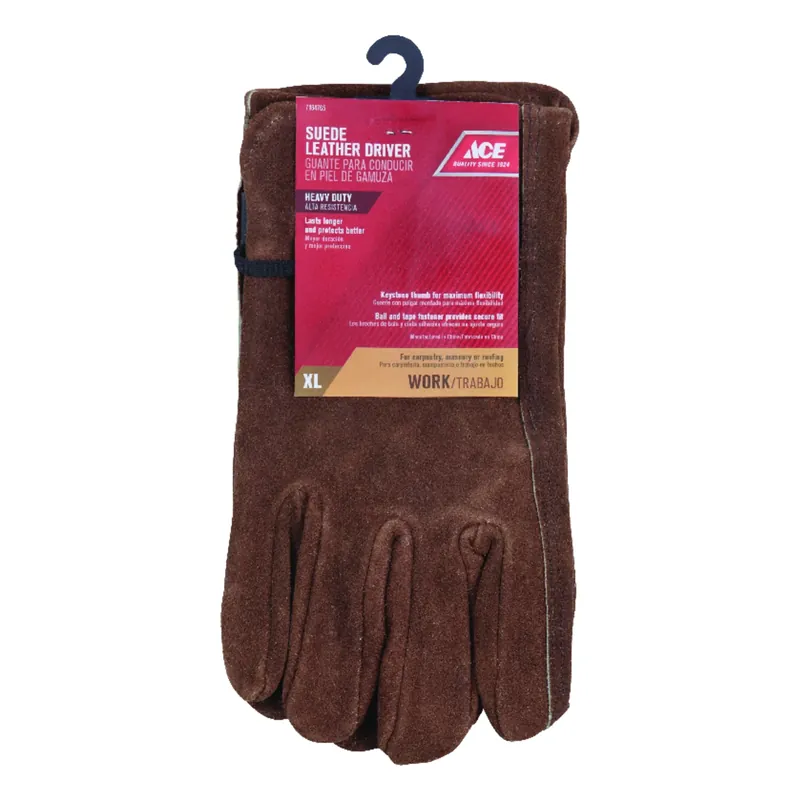 Xl Suede Cowhide Driver Brown Gloves - Heavy Duty Work Gloves For All Trades