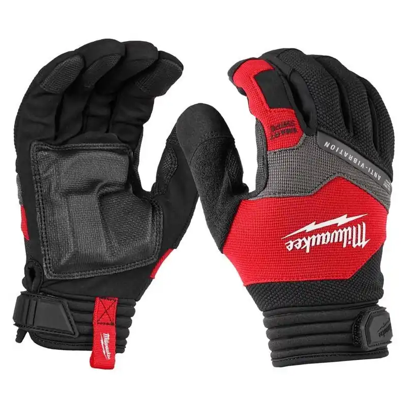 Milwaukee Smartswipe Men‘s Anti‑Vibration Work Gloves – Black/Red, Large (1 Pair)