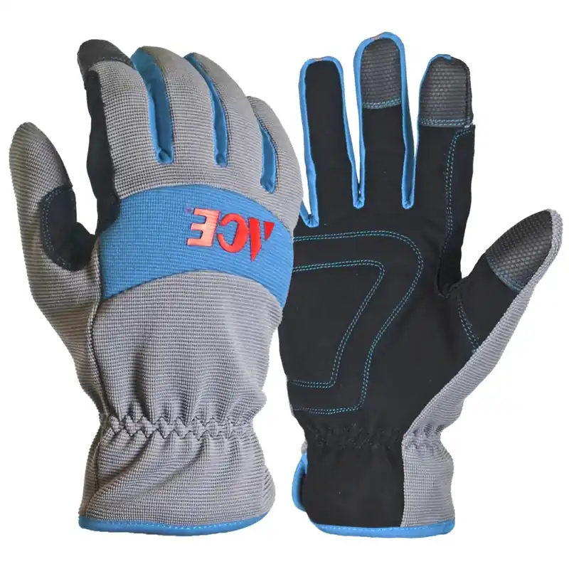 Synthetic Leather Cold Weather Gloves For Women - Blue/gray - Model 54580-23