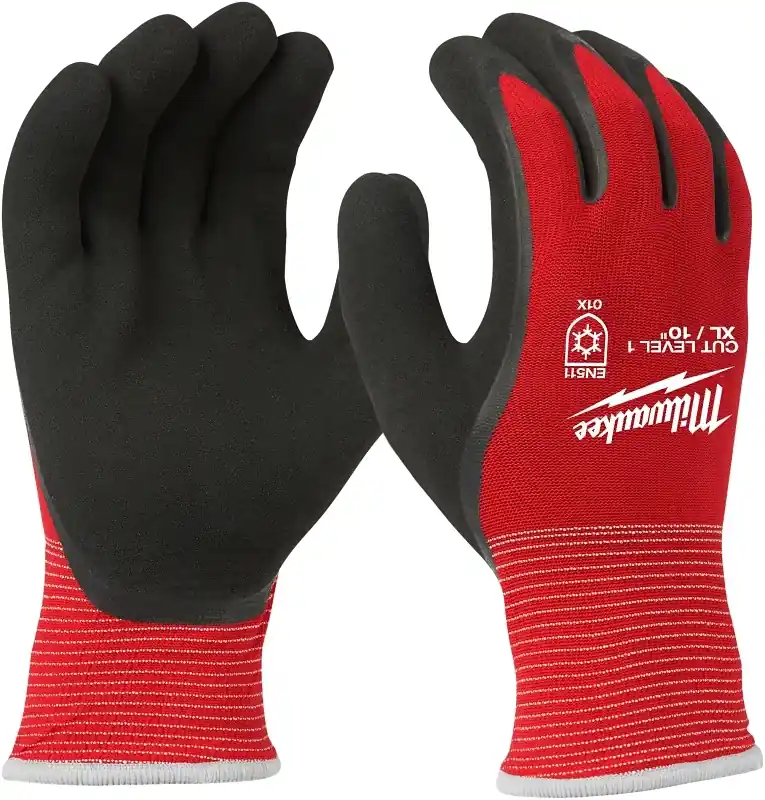 Unisex Xl Latex Coated Cut Level 1 Insulated Work Gloves - Red/black