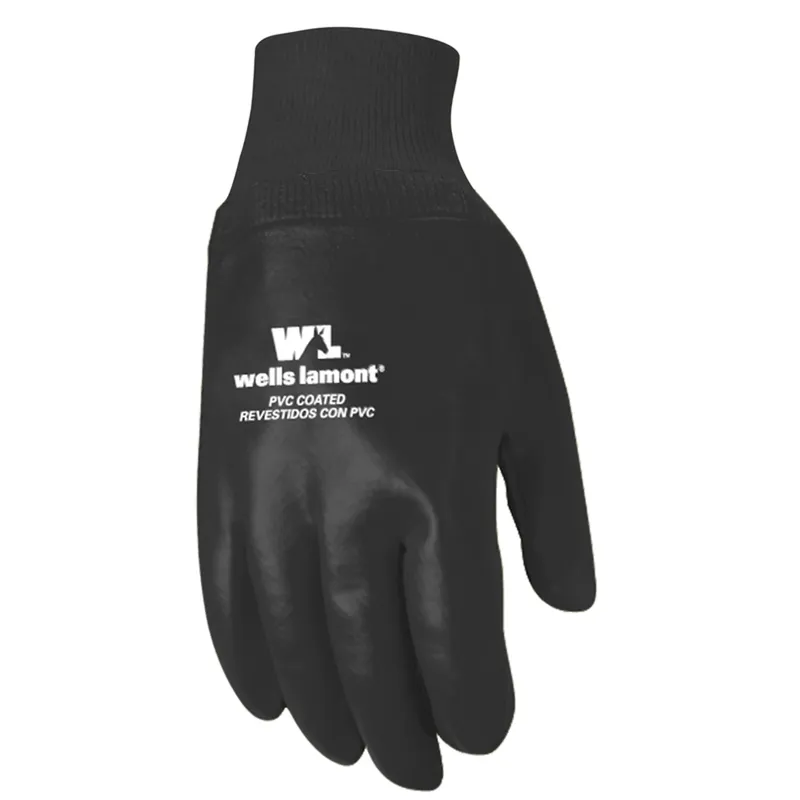 Men‘s Indoor/outdoor Pvc Chore Gloves Black One Size Fits All