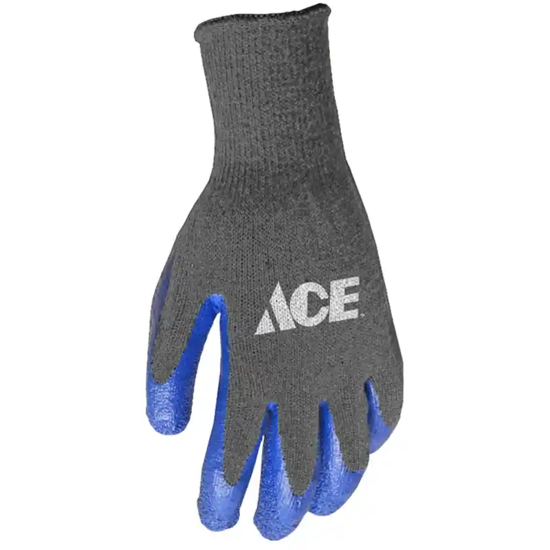 Ace Men‘s Indoor/Outdoor Latex Coated Work Gloves Blue/Gray L 3 Pk