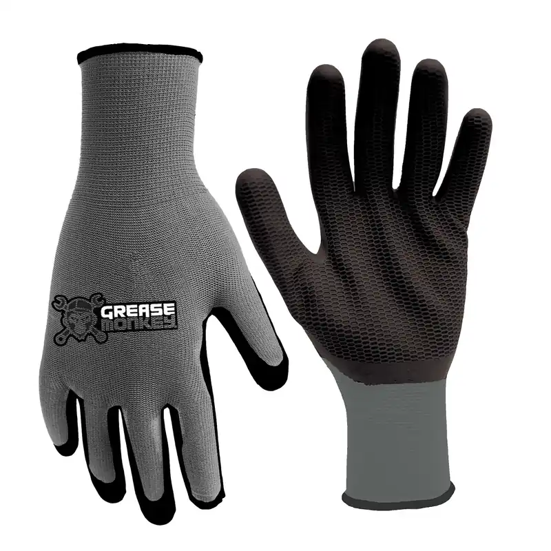 Large Latex Honeycomb Black/gray Dipped Work Gloves