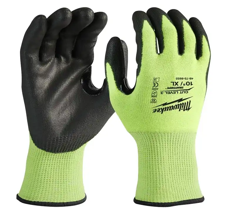 Unisex Xl High Visibility Cut Level 3 Polyurethane Dipped Gloves
