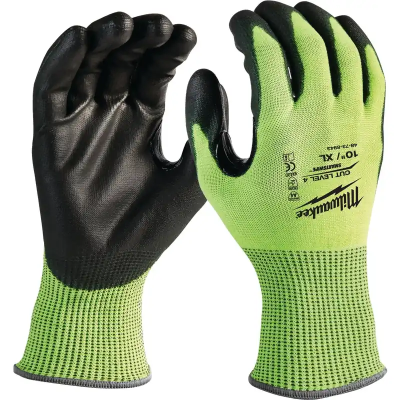 Milwaukee Cut Level 3 Men‘s Polyurethane Dipped Gloves Yellow L 1 Pair