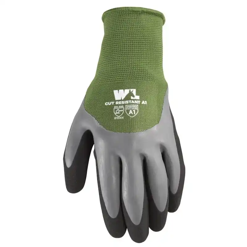 Wells Lamont Men‘s Latex Palm Dipped Gloves Gray/green Large 1 Pair