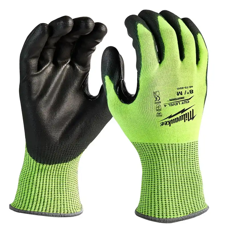 Unisex Medium High Visibility Level 4 Polyurethane Dipped Gloves