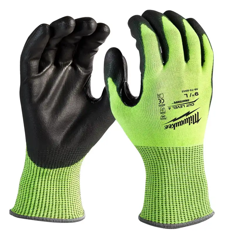 Unisex Large High Visibility Level 4 Polyurethane Dipped Gloves