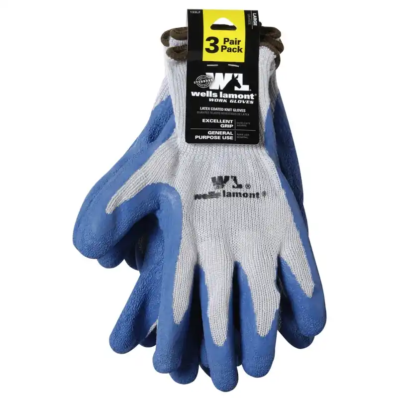 Wells Lamont Men‘s General Purpose Work Gloves Blue/Gray L 3 Pk