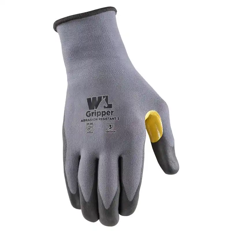Wells Lamont Men‘s Nitrile Coated Grip Gloves Gray/yellow Large 1 Pair