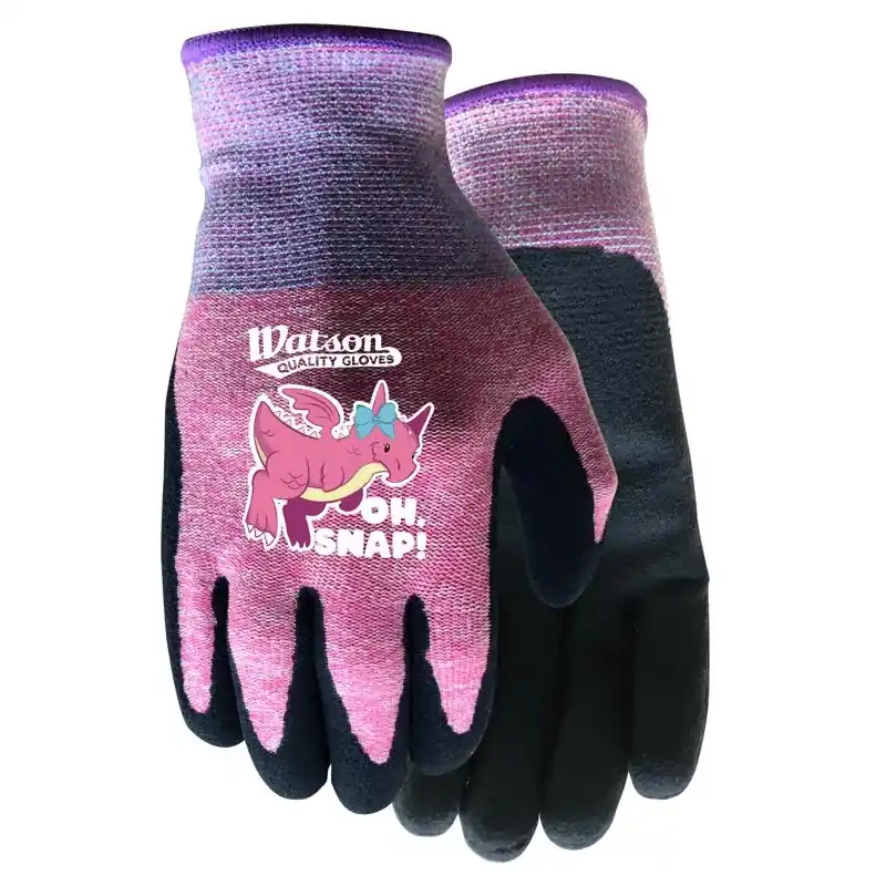 Watson Gloves Homegrown Xs Polyester Knit Oh, Snap! Pink Gardening Gloves For Kids