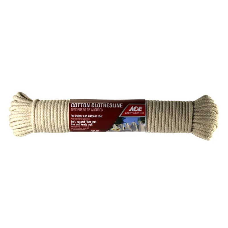100 Ft. White Cotton Clothesline - Braided For Strength And Durability