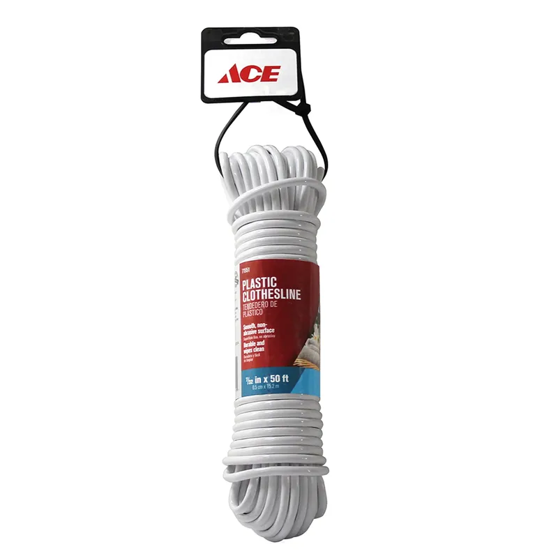50 Ft. Durable White Plastic Clothesline For Laundry And Room Dividers