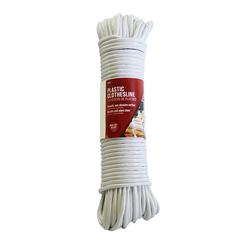 100 Ft. White Plastic Clothesline - Durable, Weather-resistant, Non-abrasive Surface