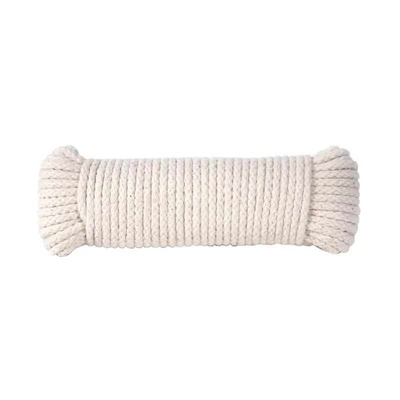 7/32 Inch Diameter X 100 Feet Long White Diamond Braided Cotton Clothesline Rope
