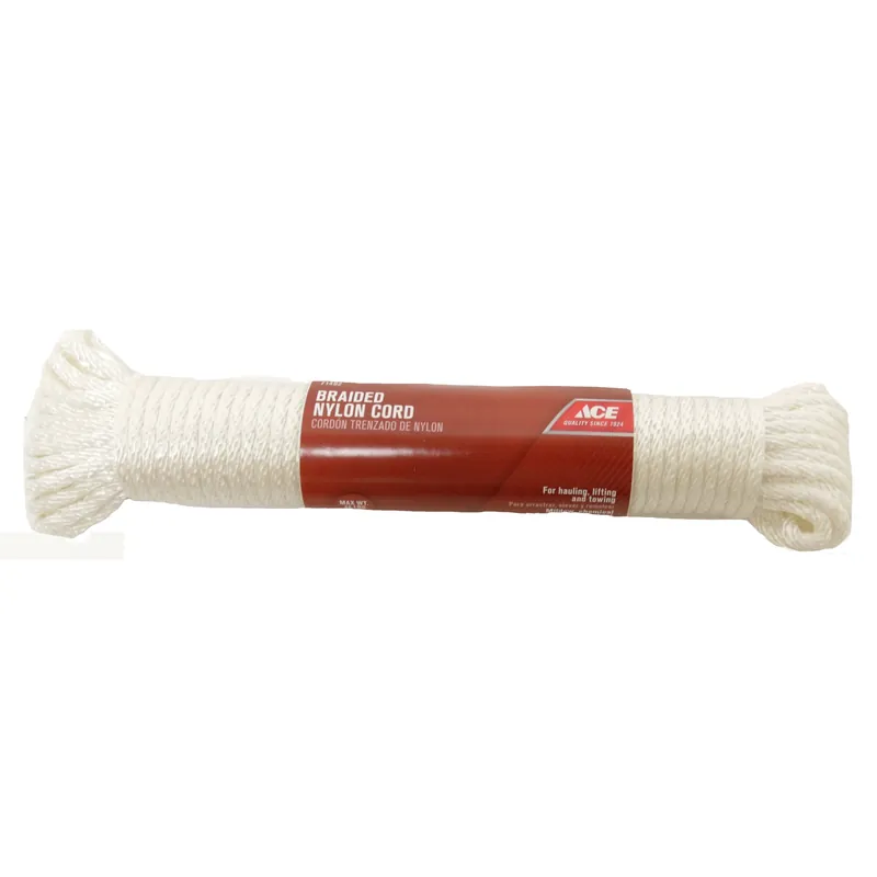 Ace 3/16 In. Dia. X 50 Ft. L White Solid Braided Nylon Rope