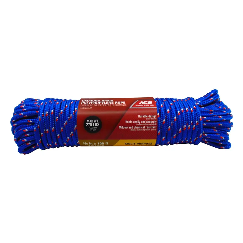 3/8 In. Diameter X 100 Ft. Length Assorted Diamond Braided Polypropylene Rope