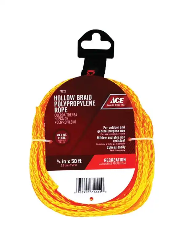 1/4 In. Diameter X 50 Ft. Length Gold Braided Polypropylene Rope