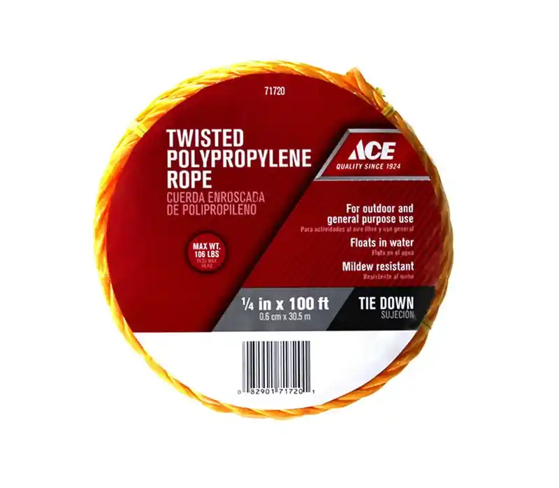 1/4 In. Diameter X 100 Ft. Length Yellow Twisted Polypropylene Rope